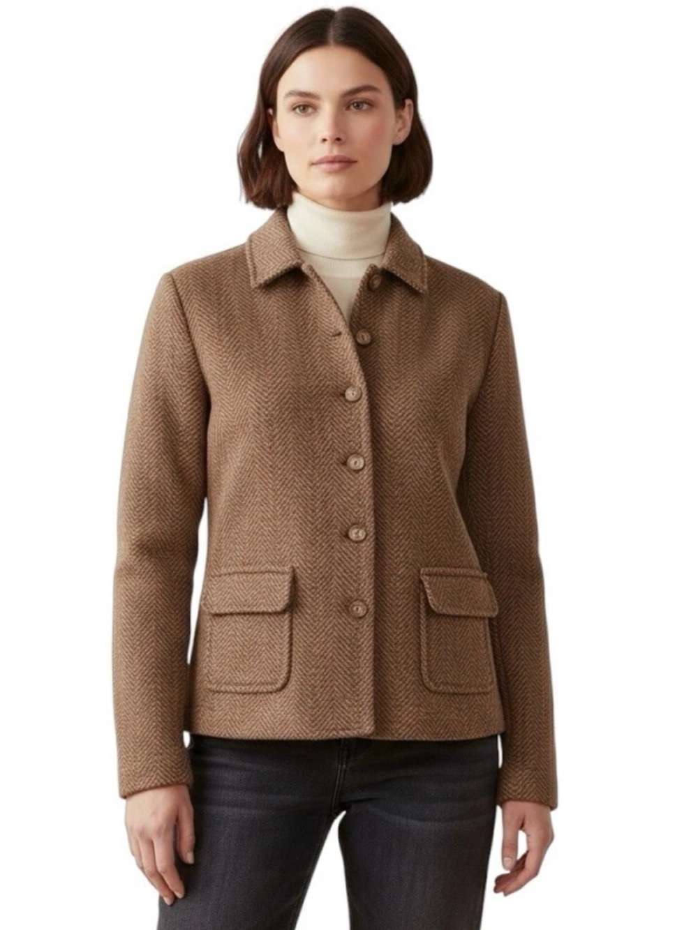 Ralph Lauren Black Label  Cashmere Herringbone Blazer Size L Brown
